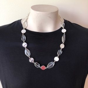 Silver tone / clear bead necklace
